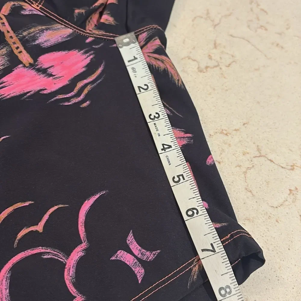 Hurley Black and Pink Board Shorts Tropical Design SZ 10/12 Neon orange and pink